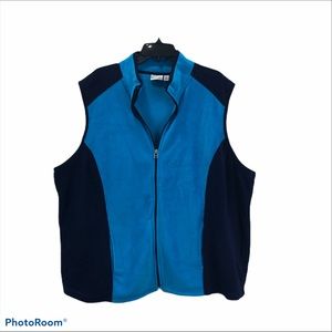 Kim Rogers navy & turquoise full zip pocketed vest